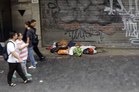Homeless in the street of Hong Kong 2.08.2018のeditorial素材