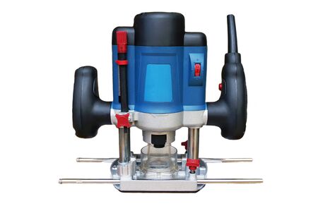 Electric milling machine for home handyman use, isolated over whiteの写真素材