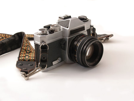 Old 35-mm SLR camera, brand name removed