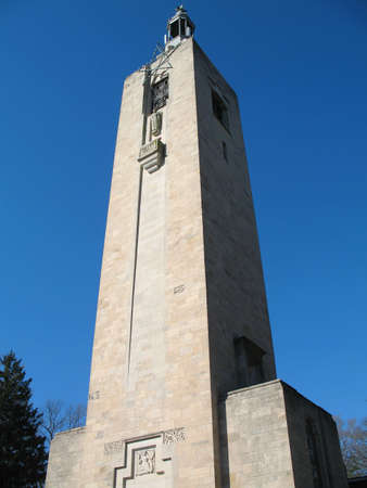 Memorial tower in a cemetery の写真素材