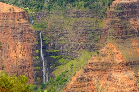 Waipo Falls in Waimea Canyon on the island of Kauaiの写真素材