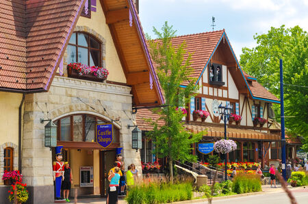 FRANKENMUTH, MI - JUNE 28, 2014: The Bavarian Inn, one of the main restaurants and attractions in this Michigan town, has brought throngs of visitors to sample German culture for decades.のeditorial素材