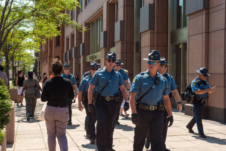 CLEVELAND, OH - JULY 20, 2016: Missouri state patrolmen are part of the multistate contingent of...