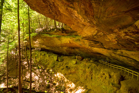 Whispering Cave in southern Ohios Hocking Hills State Park, accessible via a newly opened trail since May 8, 2016の写真素材
