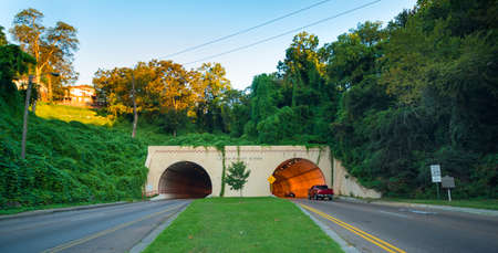 Highway tunnel under Missionary Ridge in Chattanooga Tennesseeの写真素材