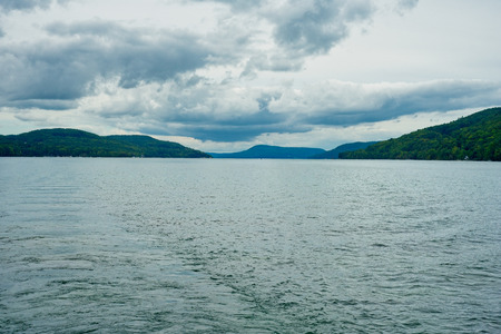 On the water of Otsego Lake near Cooperstown, New Yorkの写真素材