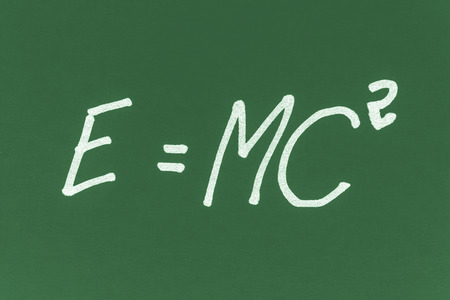 theory of relativity formula in white and green backgroundの写真素材