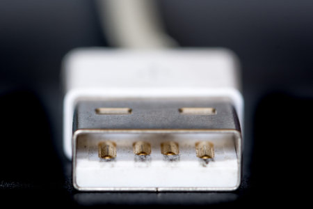 USB cable macro and black background