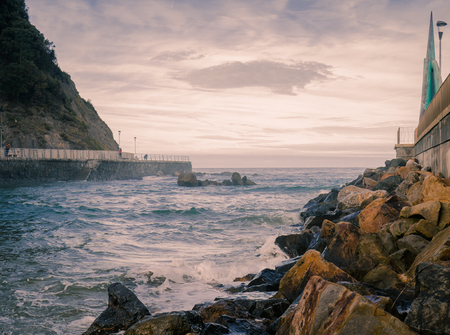 Maritime walk of Bakio, Basque Country, beach and Cantabrian Seaの写真素材