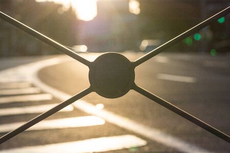 Nice fence that separates from the roadの写真素材