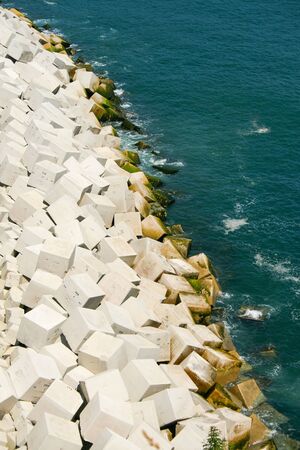 Blocks for the construction of the marina of Laredo, Cantabria, Spain. 2008の写真素材