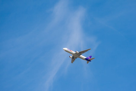 San Sebastian de los Reyes, Madrid, Spain; 02/05/2020: Airplane of the company FedEx Corporation...
