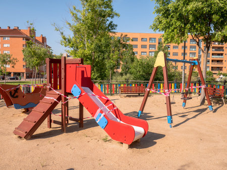 Playgrounds and swings closed in San Sebastián de los Reyes during the state of alarm by...