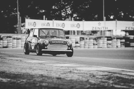 Circuit of Jarama, Madrid, Spain; April 03 2016: Mini Cooper S MK3 in a classic car race at the Jarama circuitのeditorial素材