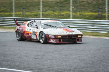 Circuit of Jarama, Madrid, Spain; April 03 2016: BMW M1 in a classic car race at the Jarama circuitのeditorial素材