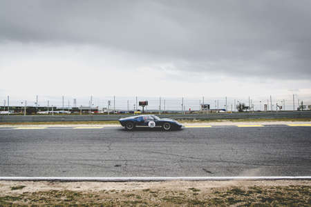 Circuit of Jarama, Madrid, Spain; April 03 2016: Ford GT 40 in a classic car race at the Jarama circuitのeditorial素材