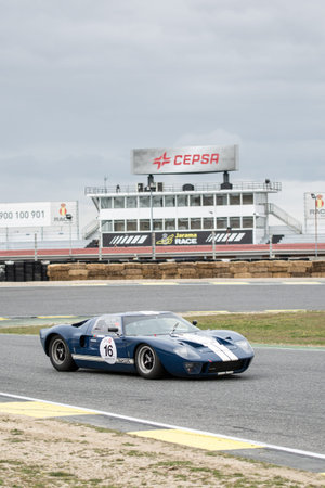 Circuit of Jarama, Madrid, Spain; April 03 2016: Ford GT 40 in a classic car race at the Jarama...