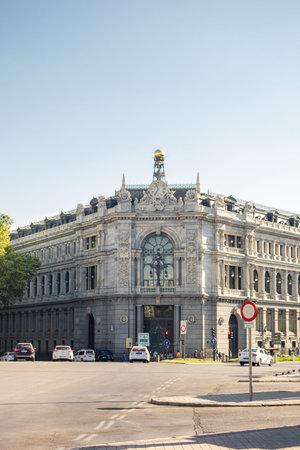 Madrid, Spain; 07/19/2020: Main facade of the main headquarters of the Bank of Spain, supervisor of...