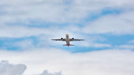 Madrid, Spain; 09-25-2021: Front view of an Airbus A320 aircraft of the Iberia airline finishing the takeoff maneuverのeditorial素材