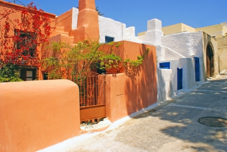 Traditional architecture of Oia village on Santorini island, Greeceの写真素材