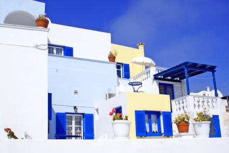 Traditional architecture of Oia village on Santorini island, Greeceの写真素材