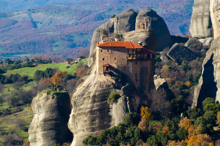 Hanging monastery at Meteora of Kalampaka in Greece.のeditorial素材