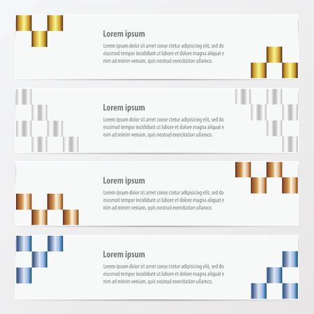 pixel banner  gold, bronze, silver, blue colorのイラスト素材