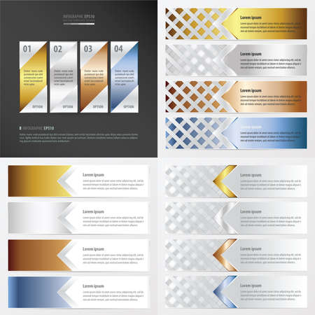 gold, bronze, silver, blue color banner packのイラスト素材