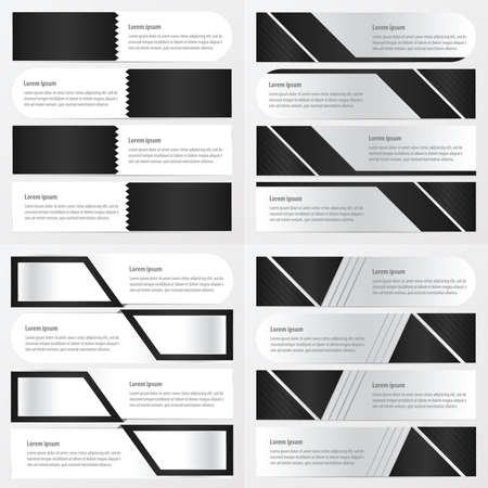 banner black and white color set 4 in 1 itemのイラスト素材