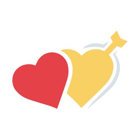 valentines twins heart arrow flatのイラスト素材