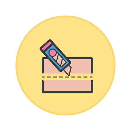 Cutter icon yellow button vector illustration.のイラスト素材