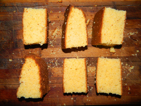 Large chunks of chopped fresh cake of cornmeal