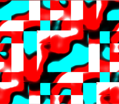 Abstract seamless background in white, green, red and black colors, lines, circles and dots, holes...