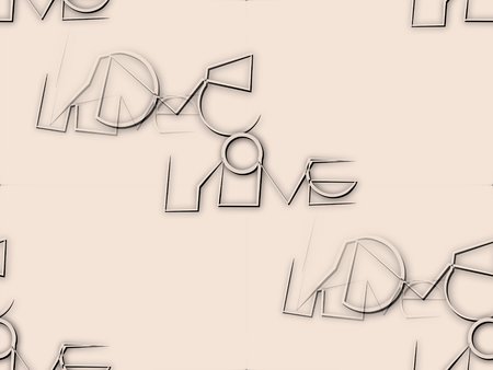 Abstract seamless pattern on brown beige written an unusual type the word loveの写真素材