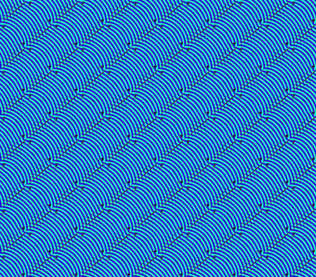 Abstract seamless strips and small squares of black and blue lined in rows to form a continuous...