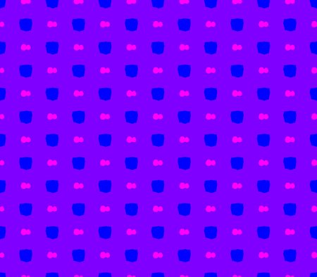 Abstract seamless purple background with blue squares and pink ribbons lined in rows to form a continuous patternの写真素材