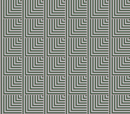 Abstract seamless black and white lines and squares and cubes are laid in rows to form a continuous...