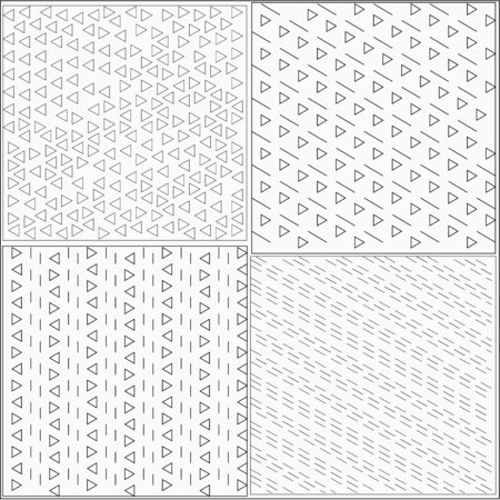 A set of four tone backgrounds with white triangles and lines placed around the patternのイラスト素材
