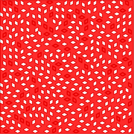 Abstract red background of pink and red diamonds with a black rim randomly placed around the drawingのイラスト素材