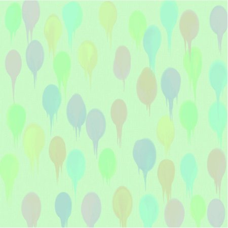 Abstract background of spots of blue and green and pink and yellow spreading paint light and dark throughout the drawingのイラスト素材