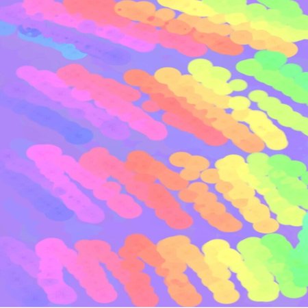 Abstract background of spots of blue and green and pink and yellow spreading paint light and dark throughout the drawingのイラスト素材