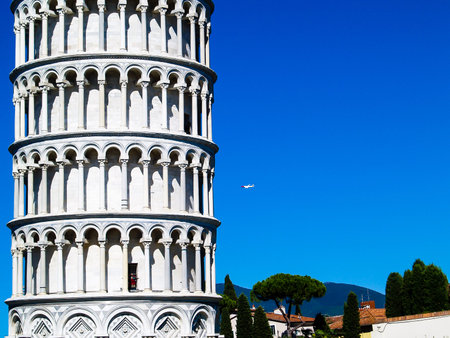 Straight skew is: respect many monuments around the world, the straight and normal perspective is unusual for the Pisa Tower ... but probably its builder would have preferred this option!の写真素材