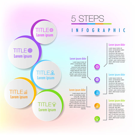 5 steps infographic for business presentation, infographic outlines the steps of the management process can be a useful tool for organizations to visualizeのイラスト素材
