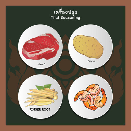 set of Thaifood ingredientiのイラスト素材