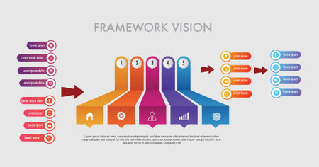 Infographic template for business framework vision processes ,Modern step timeline diagram, procedure concept, with options, steps or processes.のイラスト素材