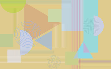 abstract background circle line round and square pastel color minimalism styleのイラスト素材