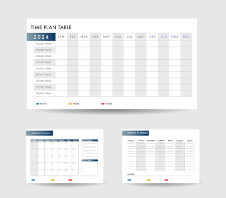 12 month year plan week and day color calendar template design for businessのイラスト素材
