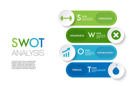 SWOT Analysis Business Infographic design template with icons and 4 options or steps.のイラスト素材