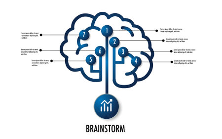 brainstorm mind map infographic connection and chart table for , digital marketing diagram framework visionのイラスト素材