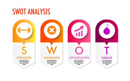 Infographic template for swot analysis for marketing can apply diagram framework visionのイラスト素材